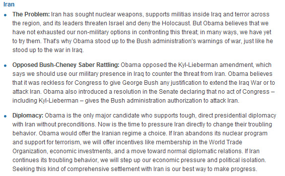 Obama's Iran Policy Screenshot